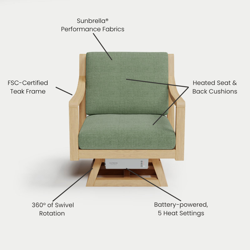 Solerno Heated Swivel Chair — Dove, Aloe