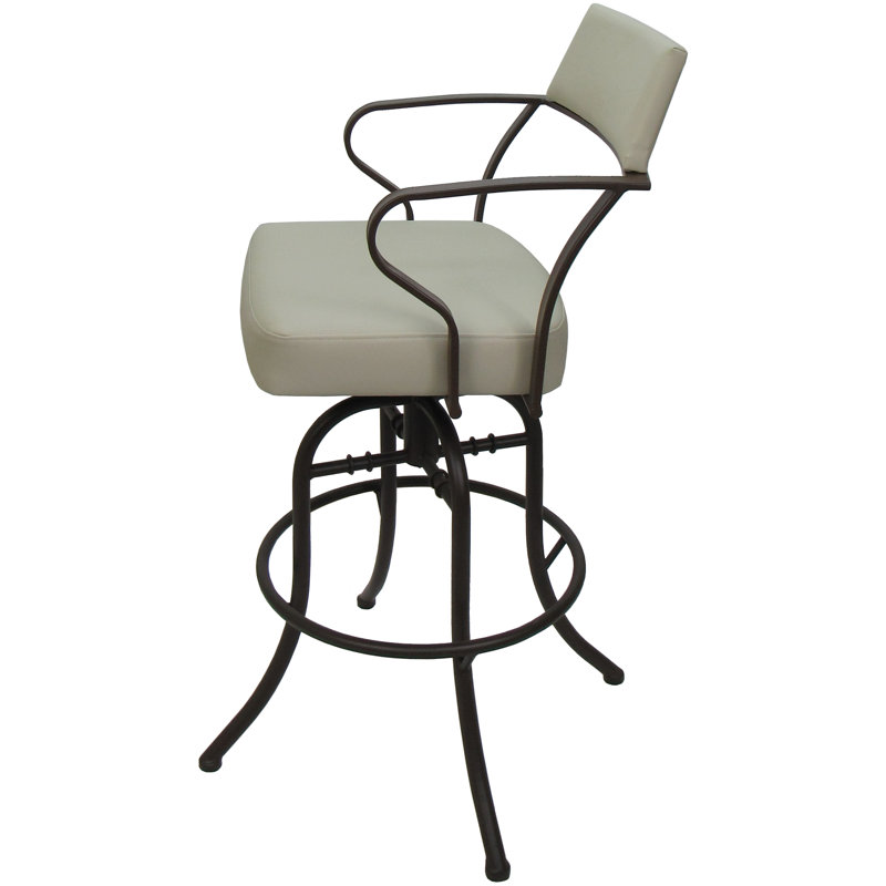 Tabouret de comptoir pivotant 26 po Chiyomi, Vinyle - Siège beige / Structure brune