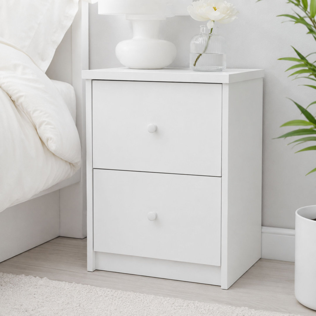 Ingrassia 2-Drawer Bedside Cabinet, Nightstand, End Table, Smooth-Glide
