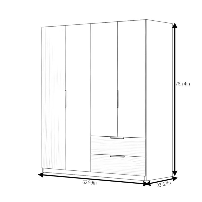 Simple Wooden Colour Wardrobe, H 79 po x l 63 po x P 24 po