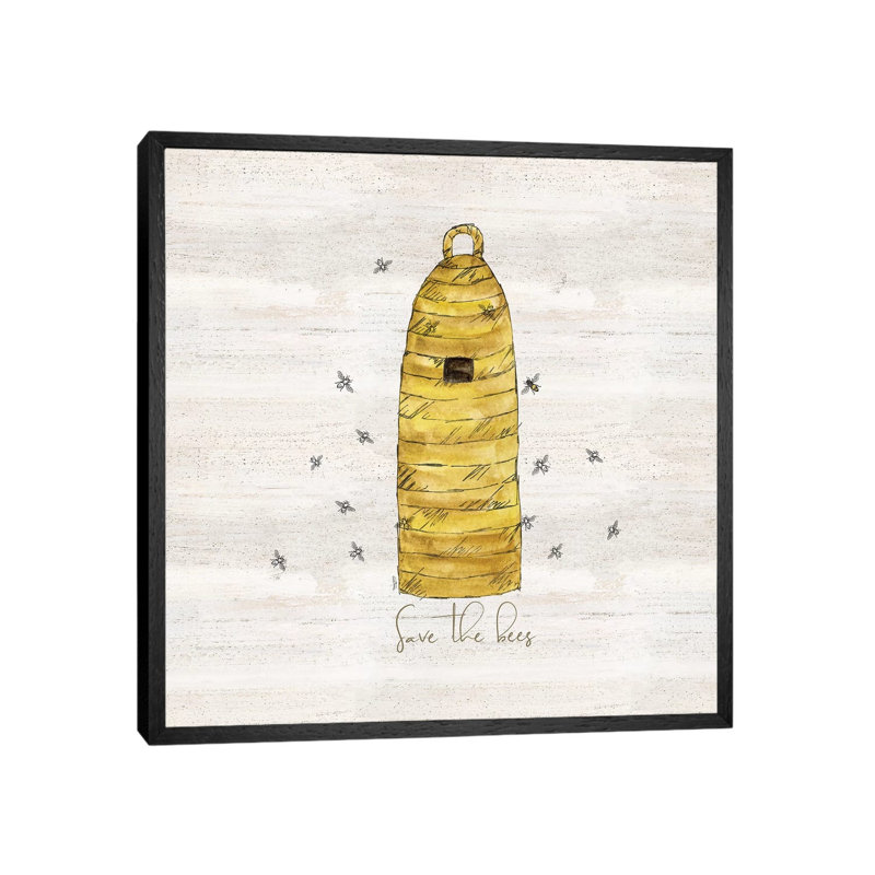 Bee's Life VIII-Save The Bees by Tara Reed - Painting on Canvas, 66.04cm H x 66.04cm W x 3.81cm D, Black Framed