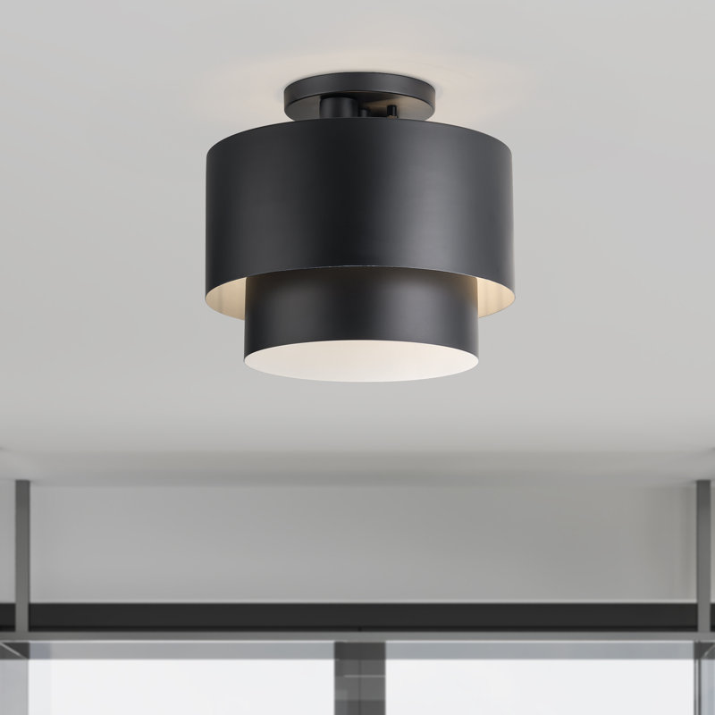 Acklin 2 Light Black Medium Semi-flush, Black, Matte Black