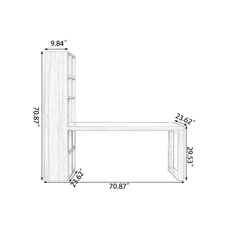 Bureaux rectangulaires en bois massif Burlywood, H 29,53 po x l 70,87 po x P 23,62 po, Retour à droite