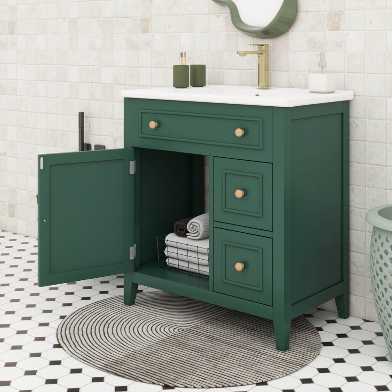 Meuble-lavabo 30 po avec comptoir d'évier, Vert