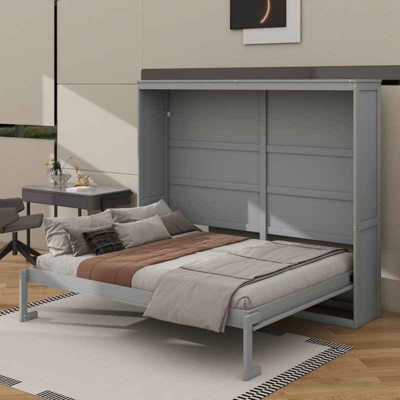 Space-Saving Murphy Wall Bed, Gray, Full
