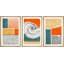 Abstrait bloc de couleurs vibrantes Mid-Century, paysage carré carré encadré sur toile, reproduction de 3 pièces-91260142-119385202