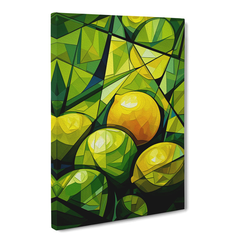 Lime Fruit Cubism Art - Wrapped Canvas, 60cm H x 40cm W x 3cm D