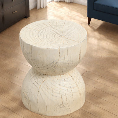 Sculptural End Tables, 16.54 Inch MGO Wood Look, Rustic Indoor Outdoor