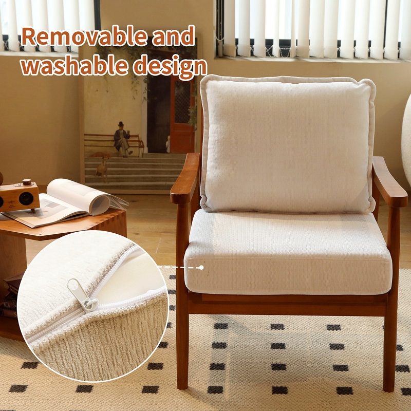 Chaise avec accoudoirs en cuir massif Mid-Century