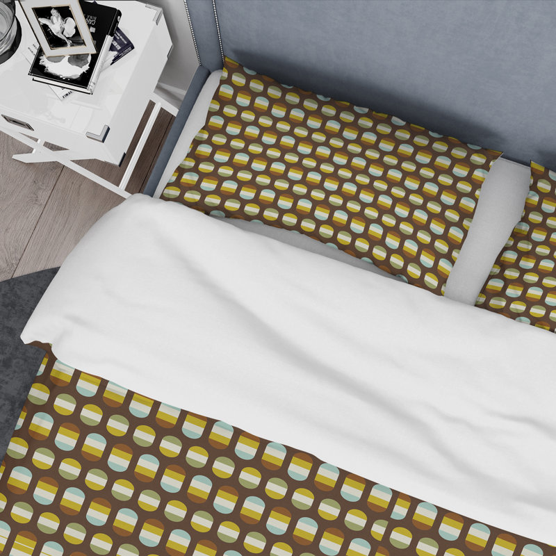 Ensemble de housse de couette rétro Mid-Century, Housse de couette très grand + 2 taies décoratives