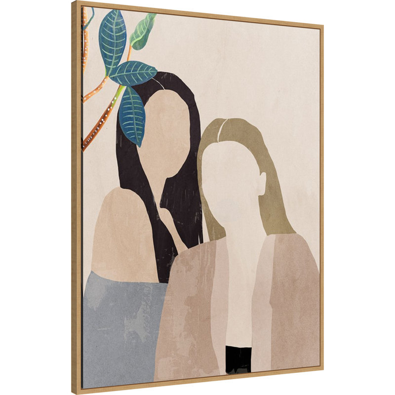 Feuilles et dames I par Aimee Wilson, reproduction d'art sur toile encadrée, H 42 po x l 32 po