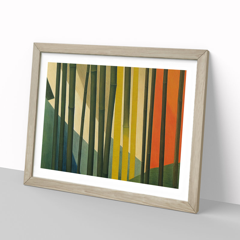 Stupendous Abstract Bamboo Forest 1 Piece Single Picture Frame Painting, 34cm H x 46cm W x 2cm D, Oak Framed