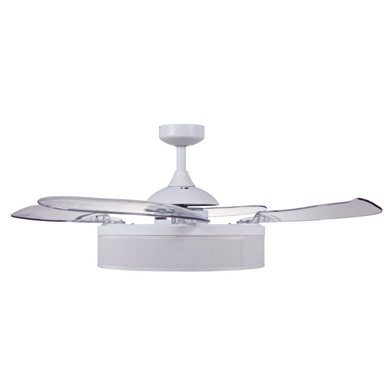 Fraser 48" Retractable Blade Ceiling Fan with Light and Remote, Modern Fandelier Ceiling Fan, Patented Design Technology, Stronger Thicker Blades, White