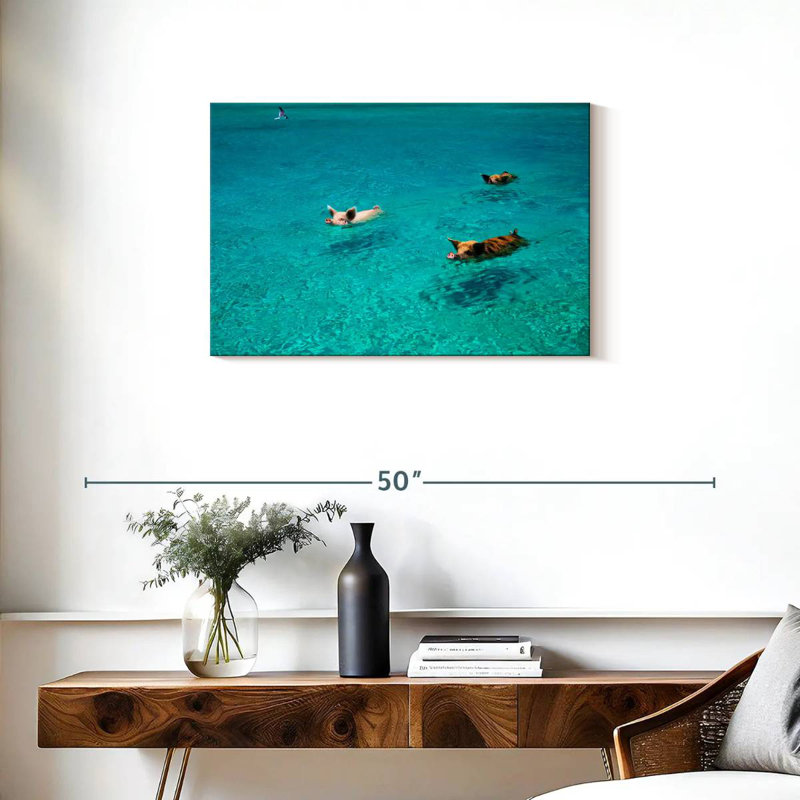 Brampt Pigs In Exuma Cays, 20" H x 30" W