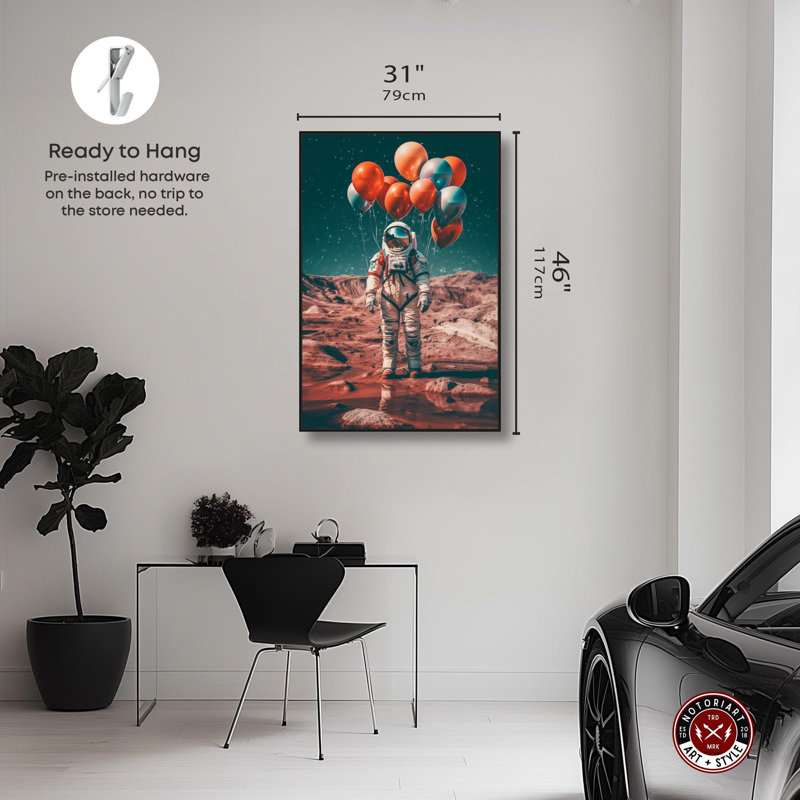 Art de l'astronaute moderne par Notoriart, Cadre noir, H 37 po x l 25 po