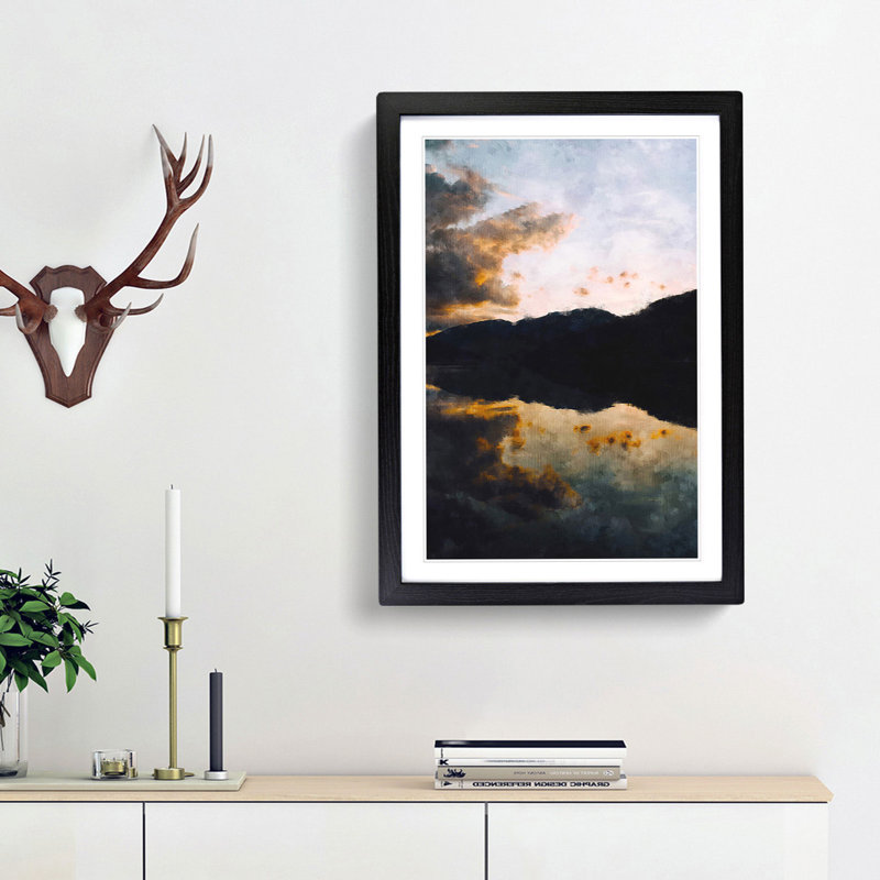 Reflection of the Clouds and Mountains - Picture Frame Painting Print, Black Framed, 87cm H x 62cm W x 2cm D