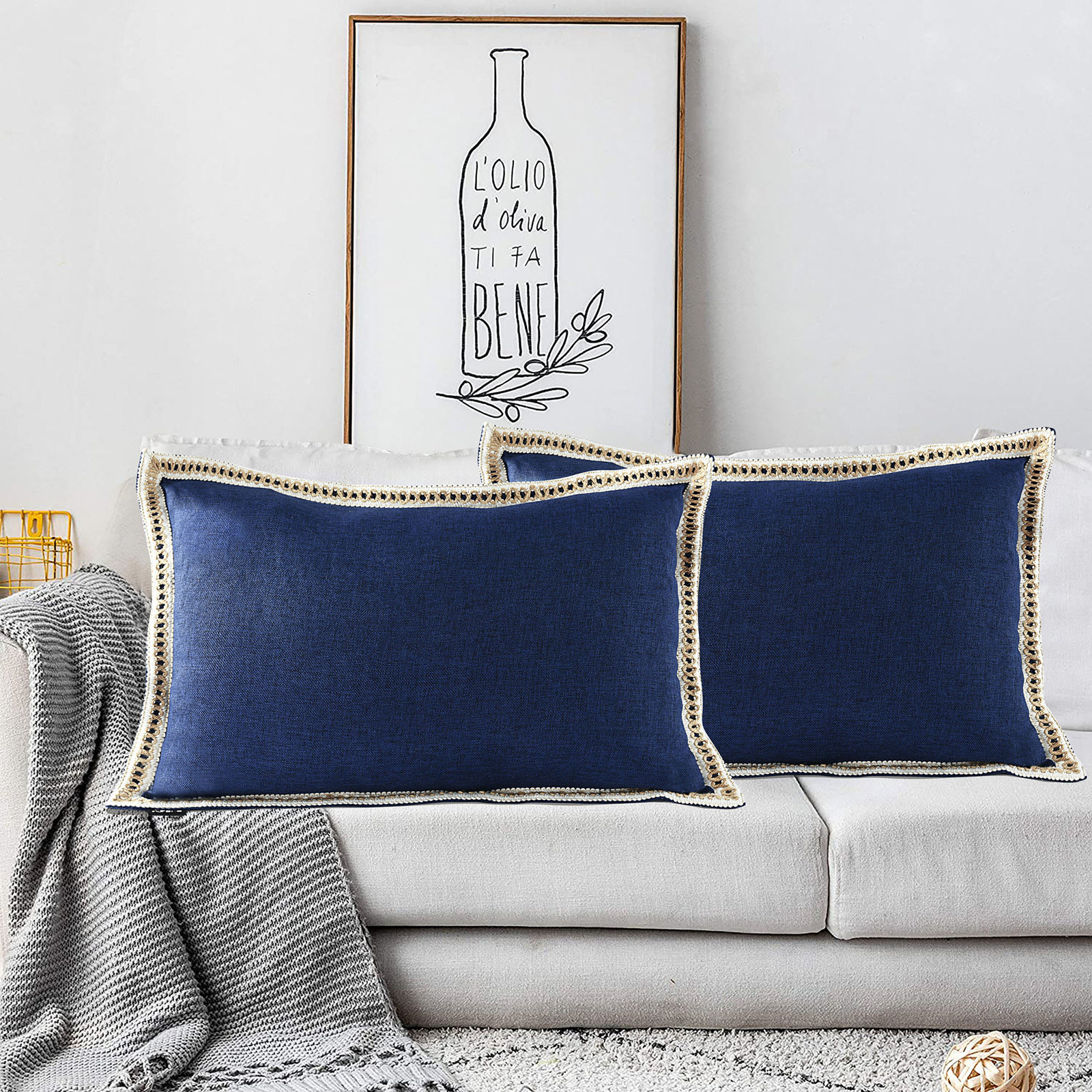 Color Pillow Cover, Navy, Rectangle 16"H x 24"W