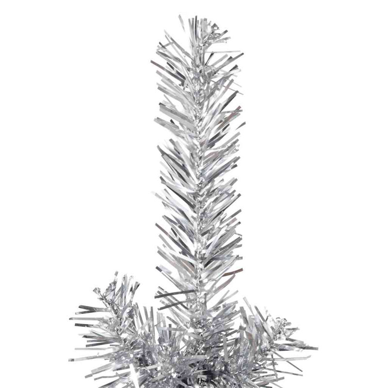 Moitié de sapin de Noël artificiel avec support, 70,9 po x 19,3 po, Argent