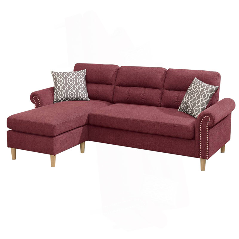 Canapé modulaire réversible en velours rouge paprika