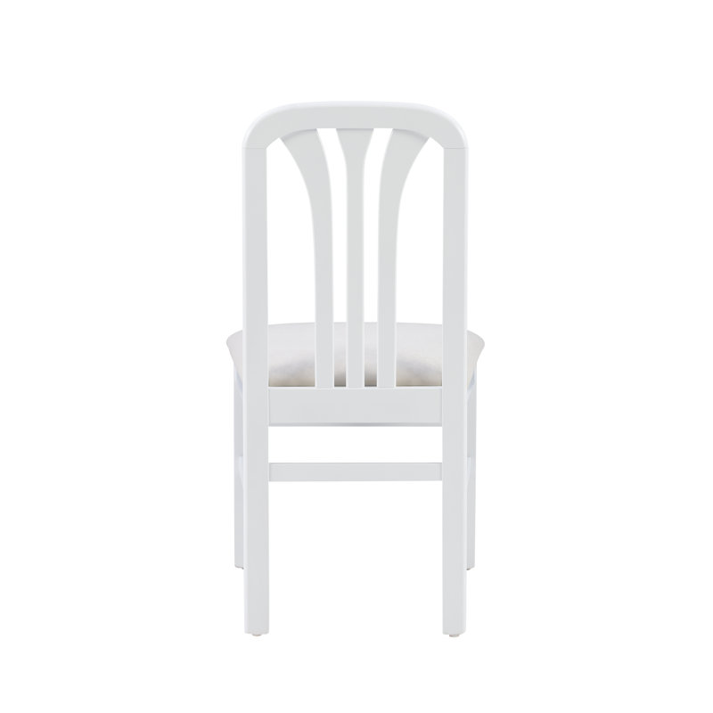Upholstered Slat Back Side Chair, White