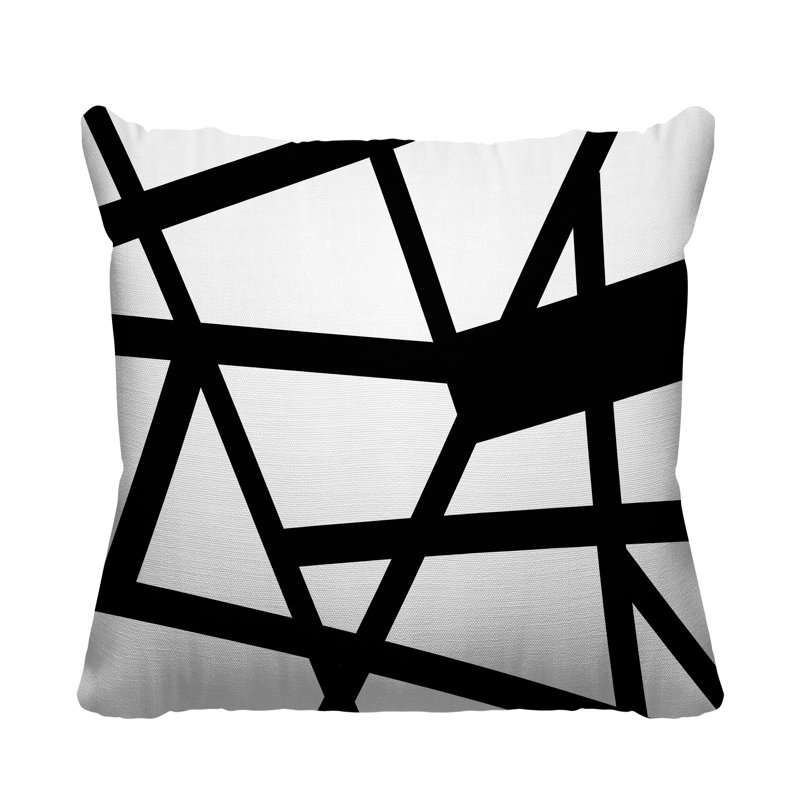 Coussin décoratif intérieur / extérieur Shepherd Stripes, L 15 po x H 15 po, Noir