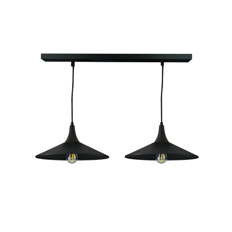 - Light Matte Black Dome Pendant, Black, 120cm H x 105cm W x 36cm D, 2 Lights