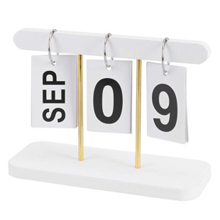 Wooden Flip Calendar Daily Perpetual Desk Calendar Small Modern Desktop Calendar for Home Office Coffee Table Decor