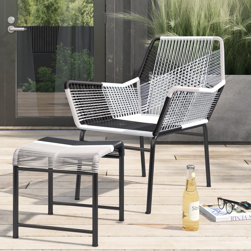 Mercury Row® Ansonia Patio Chair with Ottoman & Reviews | Wayfair