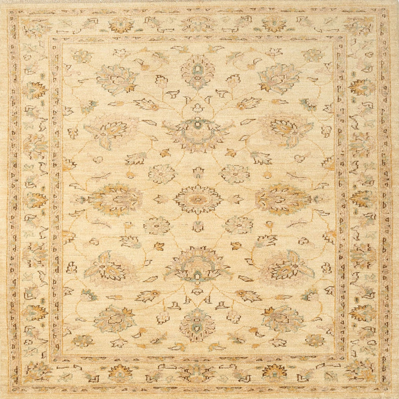 Tapis traditionnel beige / brun Yerres, Rond 8 pi