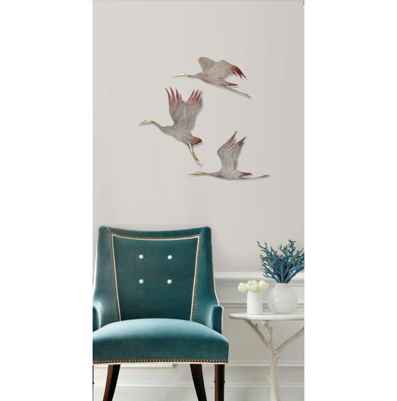 Set of 3 Cranes in Flight Wall Sculpture