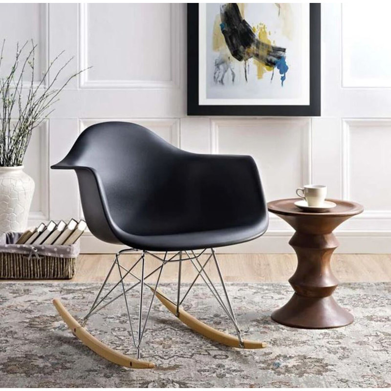 Chaise berçante en plastique moulé Arabia, Noir, noir, noir, noir