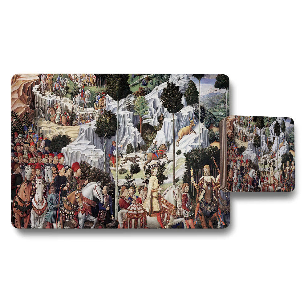Renaissance Style Battle Scene Placemat And Coaster Set Decorative Tableware
