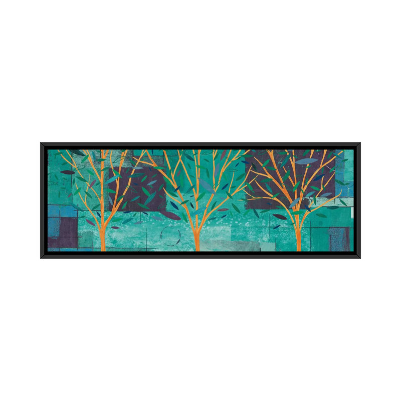«Watercolor Forest III», impression sur toile tendue, H 12 po x l 36 po x P 1,5 po, Toile avec cadre noir