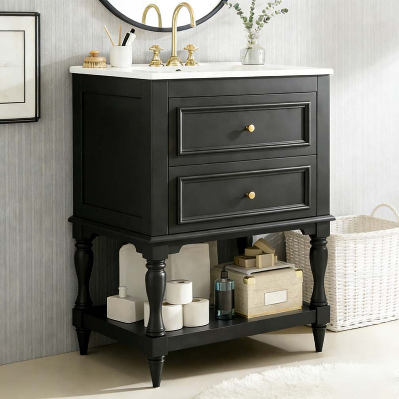24'' Bathroom Vanity with Ceramic Sink, Black
