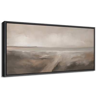 Green Tunes Brown Abstract Landscape Artwork, Muted Neutral Wall Pictures, Giclee Canvas Digital Print Extra Large Framed Wall Art