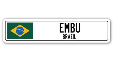 Panneau de signalisation en aluminium Embu, drapeau du Brésil