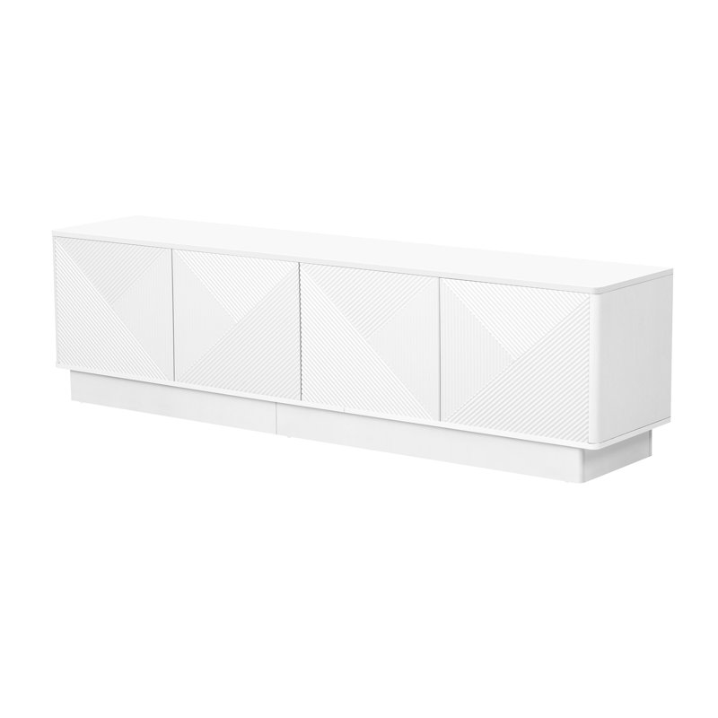 Armoire élégante à 4 portes avec tablettes réglables et décorations à DEL, White