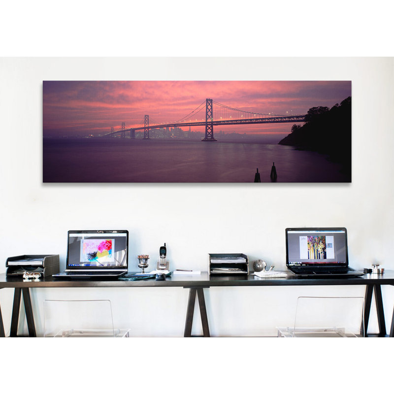 Pont sur une mer, pont de la baie, San Francisco, Californie, États-Unis - reproduction d'art sur toile tendue avec châssis