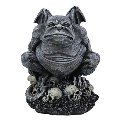 Gargouille à oreilles grotesque à oreilles toad sur un lit de crâne figurine Kurz