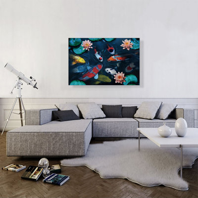 Reproduction d'art sur toile tendue or rouge Koi Carp