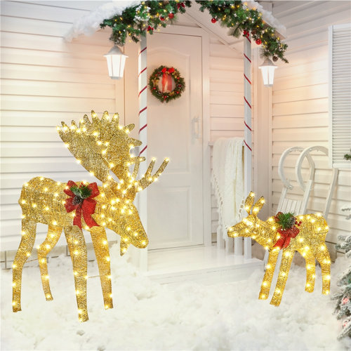 The Holiday Aisle® 2 Piece Christmas Moose Family Lighted Display Set ...