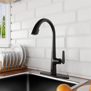 Dual Sensors Touchless Pull-Down Kitchen Faucet Fingerprint Resistant, Standard Braided Hoses