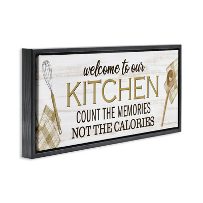 Count Memories Not Calories Black Framed Floater Canvas Wall Art by Kim Allen