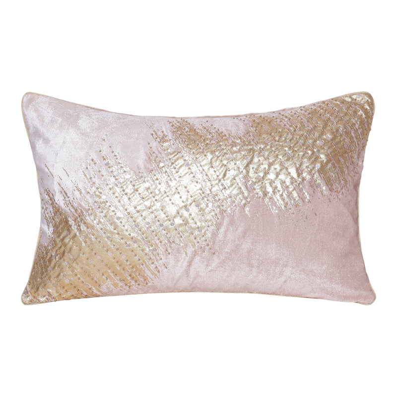 Giovanna Sequined Throw Pillow, Gold/Blush Pink
