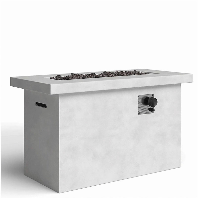 Concrete Propane/Natural Gas Outdoor Fire Pit Table, Gray