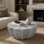 Table basse imperméable 35,43 po moderne pour l'extérieur et l'intérieur, conception en ciment MgO durable, convient aux terrasses, jardins, arrière-cours et salons