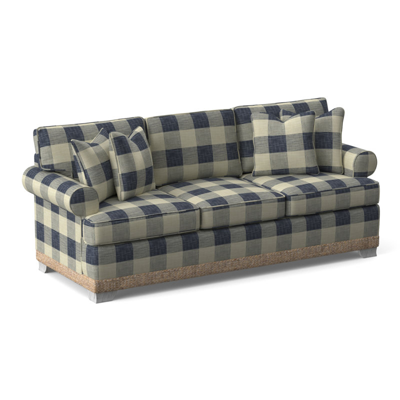 Fairwind 83" Sofa Bed with Reversible Cushions, Blue Buffalo Check; 0120-61, 5" Innerspring Mattress