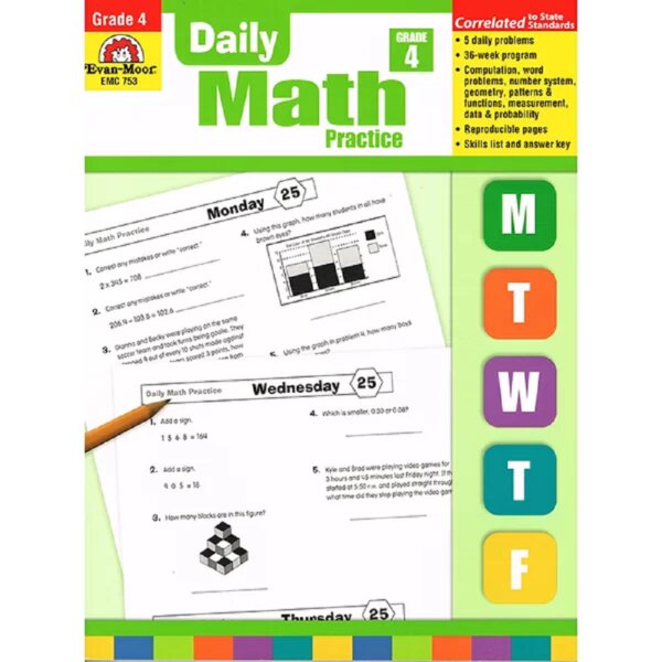 Evan-Moor Daily Math Practice Grade 4 Book | Wayfair