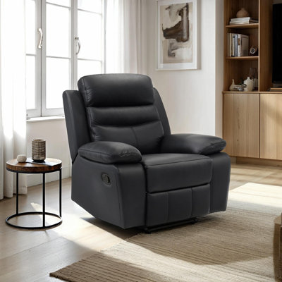 Kaniel 41" Modern & Contemporary Top Grain Leather Reclining Chair with Tab Pull Reclining Motion & Metal Reinforced Seat