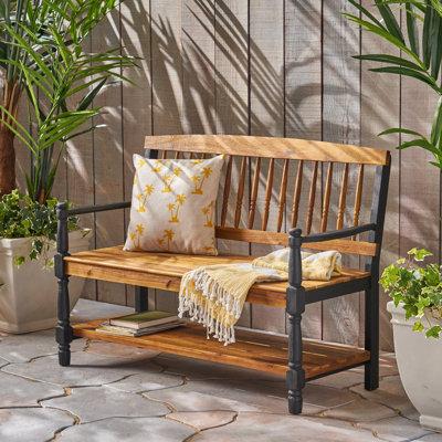 Banc Imperial, banc en bois avec tablette intégrée, finition, 9,25 pouces de hauteur, bois de style classique, poids du produit: 40,41 lb